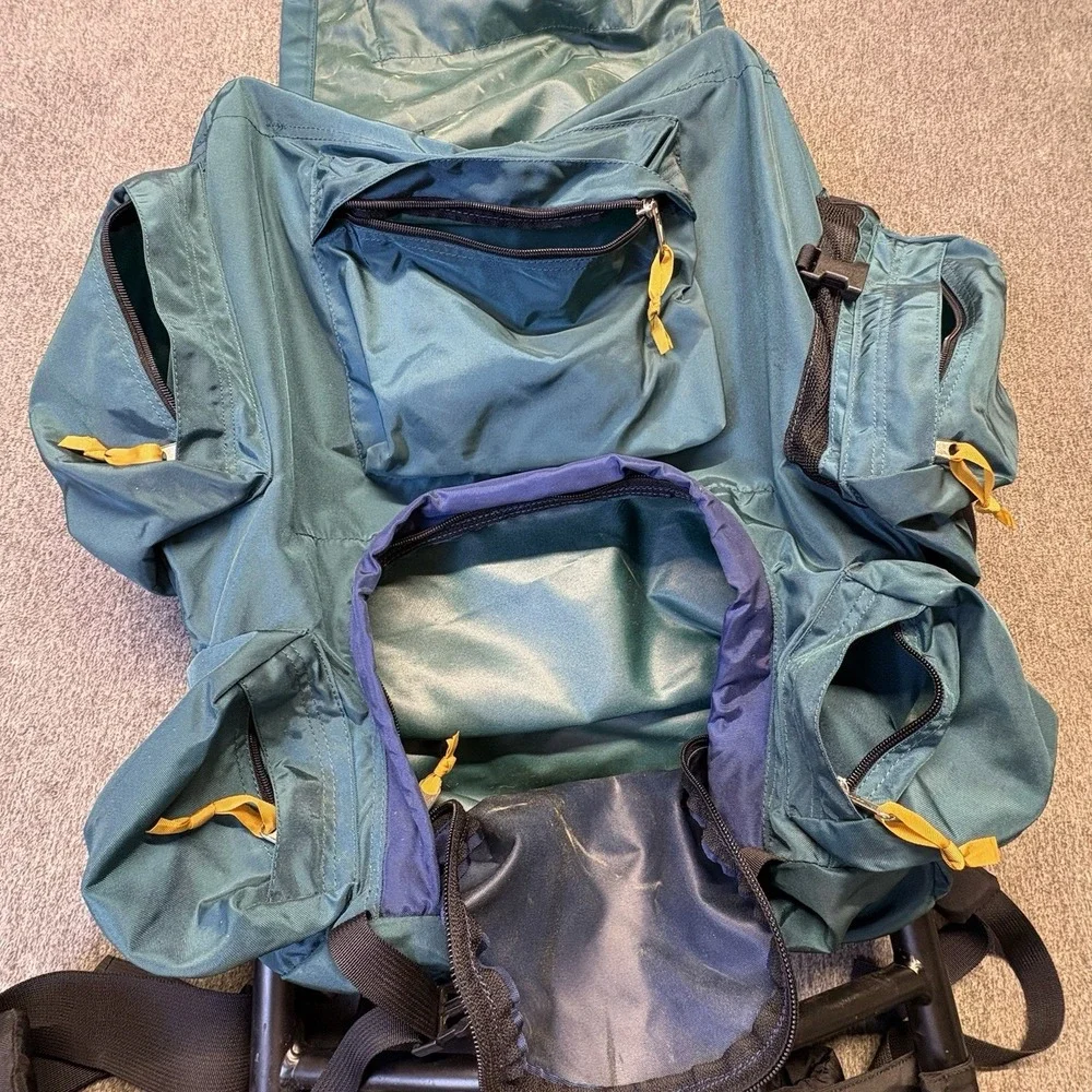 VTG Kelty Yukon External Aluminum Frame Hiking Backpack  Green/Blue Sz L/XL